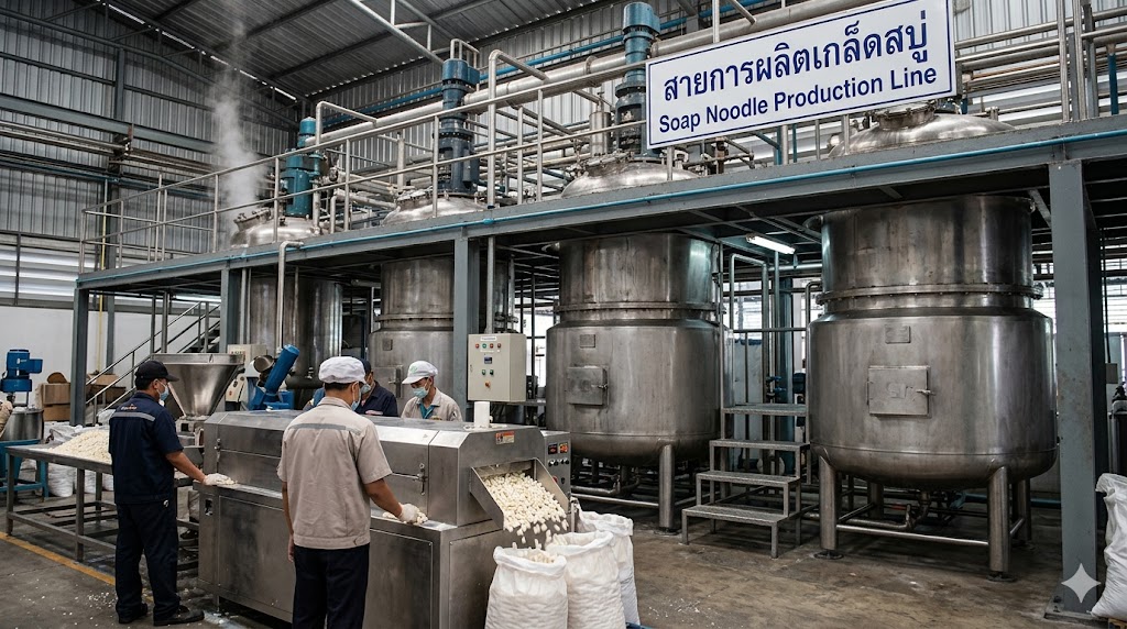 Soap noodles production line at leading soap noodles manufacturer Thailand view 1
